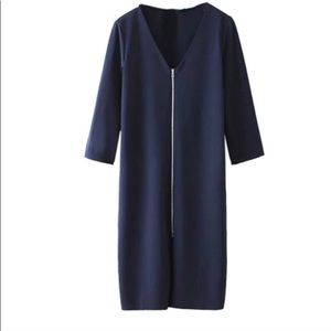 Zara trafaluc Verticle Exposed zipper dress navy